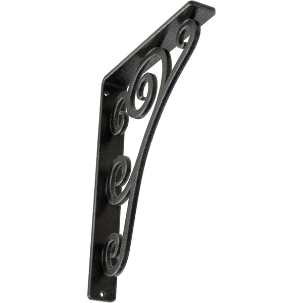 Ekena Millwork Tristan Wrought Iron Bracket, (Single center brace), Antiqued Pewter 1 1/2"W x 7 1/2"D x 10"H BKTM01X07X10STNAPW - main